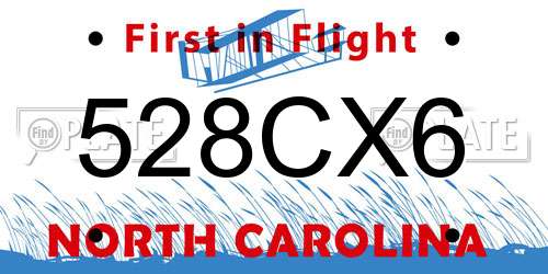 528CX6 North Carolina License Plate