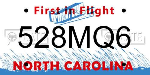 528MQ6 North Carolina License Plate