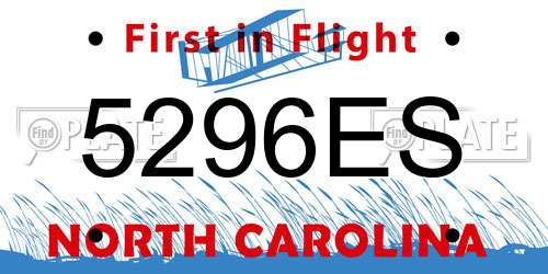 5296ES North Carolina License Plate