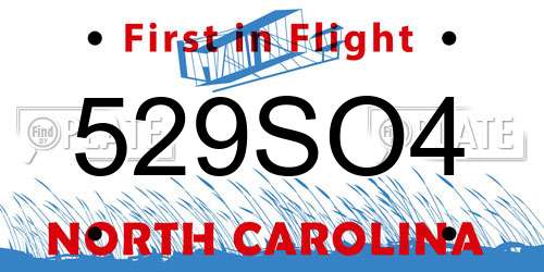 529SO4 North Carolina License Plate