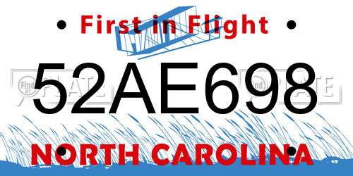 52AE698 North Carolina License Plate