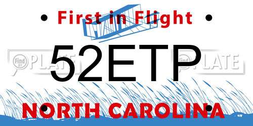 52ETP North Carolina License Plate