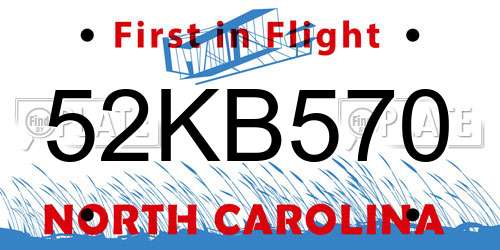 52KB570 North Carolina License Plate