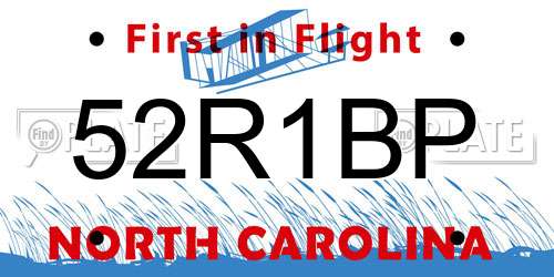 52R1BP North Carolina License Plate
