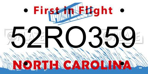 52RO359 North Carolina License Plate