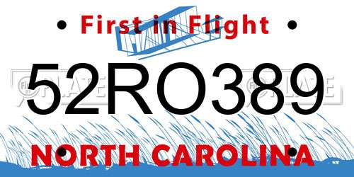 52RO389 North Carolina License Plate