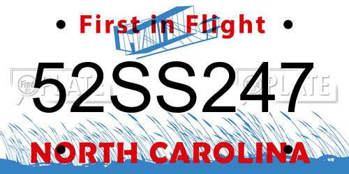 52SS247 North Carolina License Plate