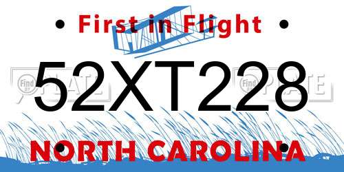 52XT228 North Carolina License Plate