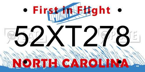 52XT278 North Carolina License Plate