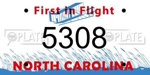 5308 North Carolina License Plate