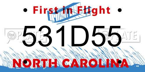 531D55 North Carolina License Plate