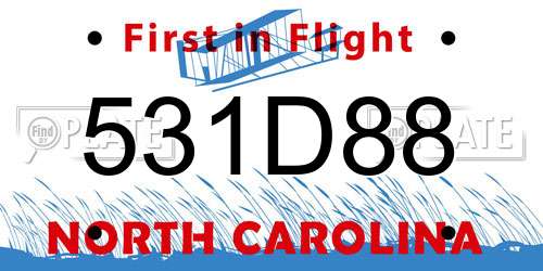 531D88 North Carolina License Plate