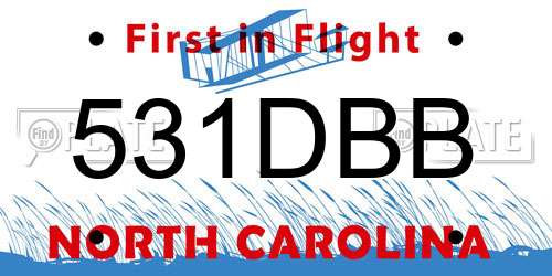 531DBB North Carolina License Plate