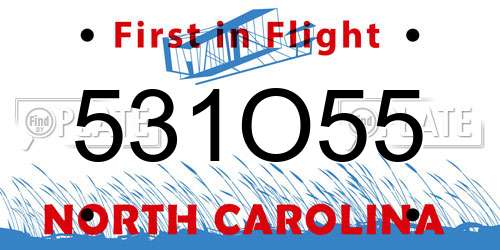 531O55 North Carolina License Plate