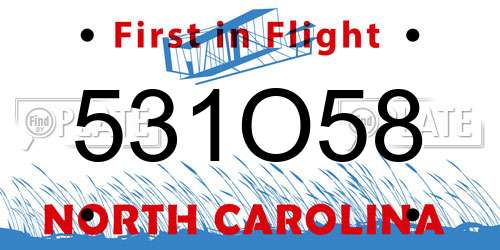 531O58 North Carolina License Plate