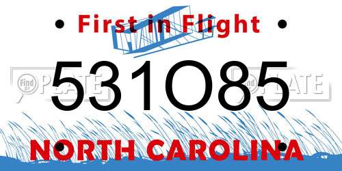 531O85 North Carolina License Plate