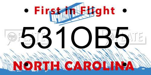 531OB5 North Carolina License Plate