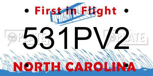 531PV2 North Carolina License Plate