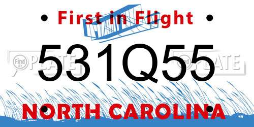 531Q55 North Carolina License Plate