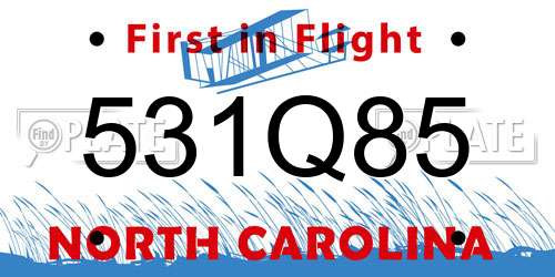 531Q85 North Carolina License Plate