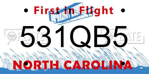 531QB5 North Carolina License Plate