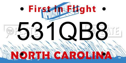 531QB8 North Carolina License Plate