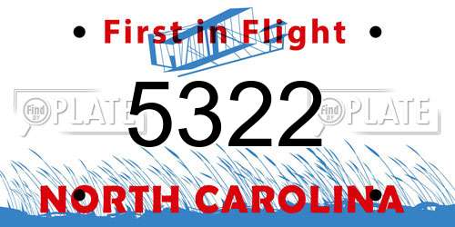 5322 North Carolina License Plate