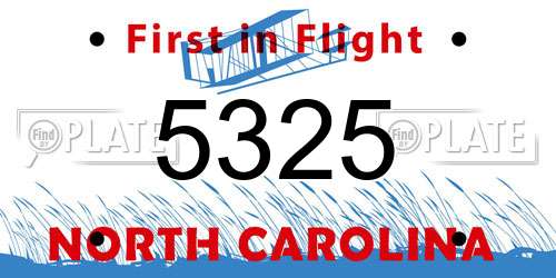 5325 North Carolina License Plate