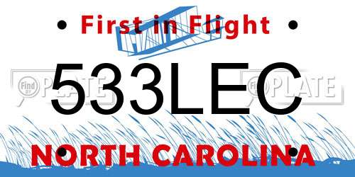 533LEC North Carolina License Plate