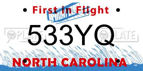 533YQ North Carolina License Plate