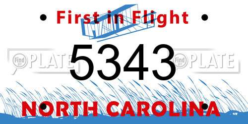 5343 North Carolina License Plate
