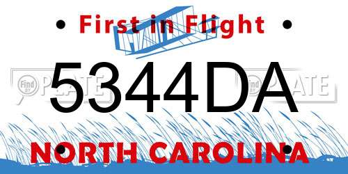 5344DA North Carolina License Plate