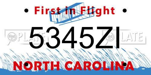 5345ZI North Carolina License Plate