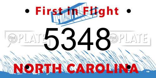 5348 North Carolina License Plate