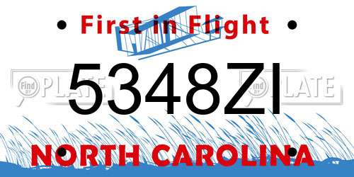 5348ZI North Carolina License Plate