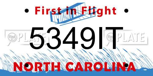 5349IT North Carolina License Plate