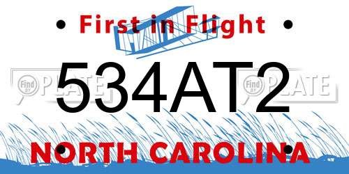 534AT2 North Carolina License Plate