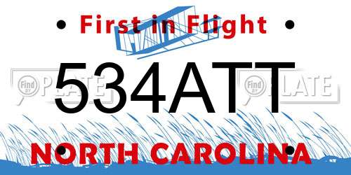 534ATT North Carolina License Plate