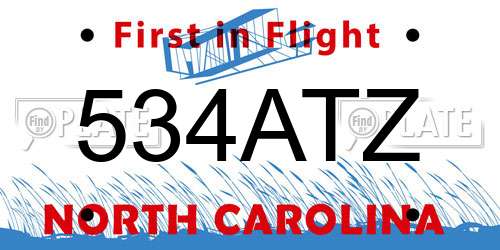 534ATZ North Carolina License Plate