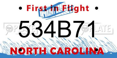 534B71 North Carolina License Plate