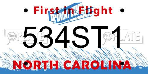 534ST1 North Carolina License Plate