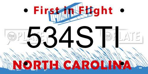 534STI North Carolina License Plate