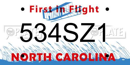 534SZ1 North Carolina License Plate