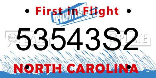 53543S2 North Carolina License Plate