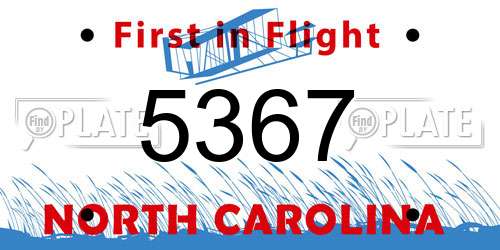 5367 North Carolina License Plate