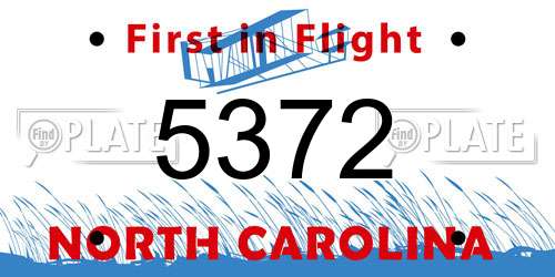 5372 North Carolina License Plate