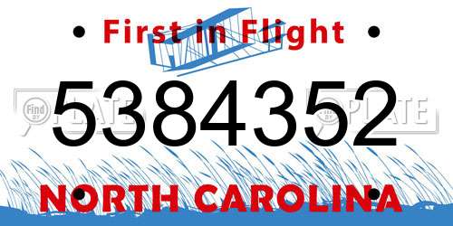5384352 North Carolina License Plate