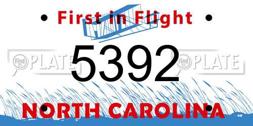 5392 North Carolina License Plate