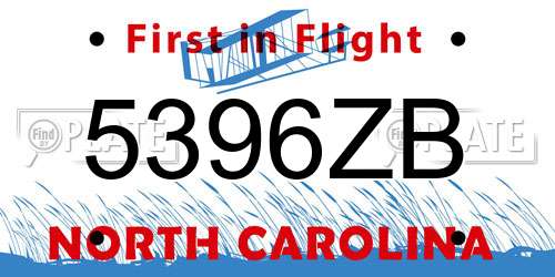 5396ZB North Carolina License Plate