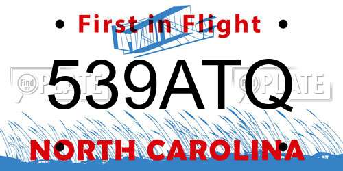 539ATQ North Carolina License Plate